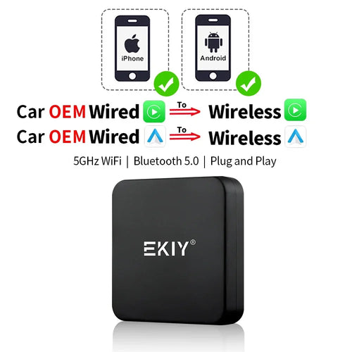 EKIY Mini Carplay Smart Box Wireless Android Auto Adapter Apple Dongle