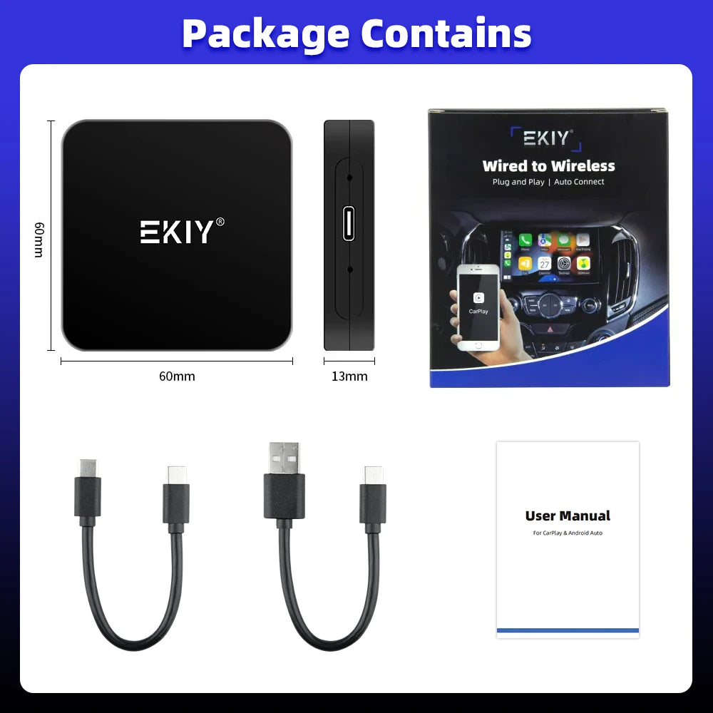 EKIY Mini Carplay Smart Box Wireless Android Auto Adapter Apple Dongle