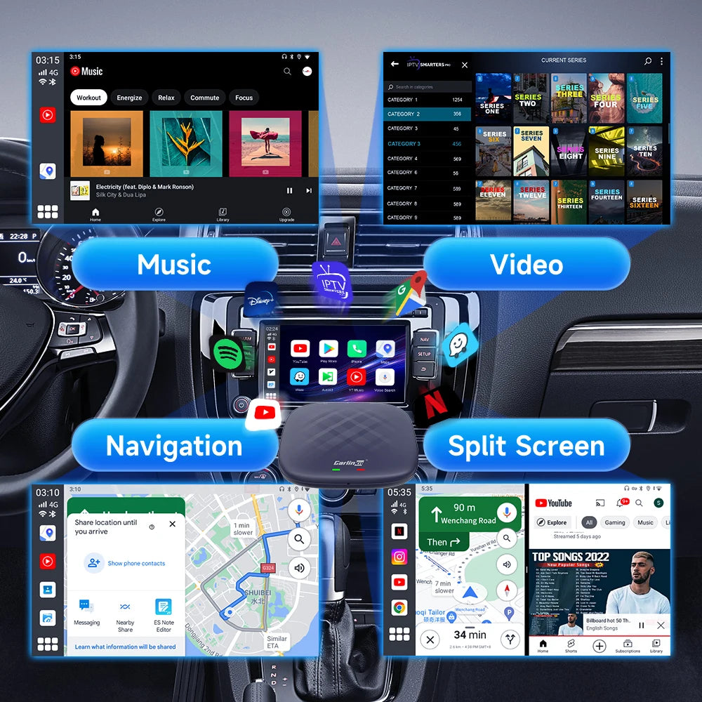 Android 13 CarlinKit Android Auto Wireless CarPlay AI TV Box QCM6125