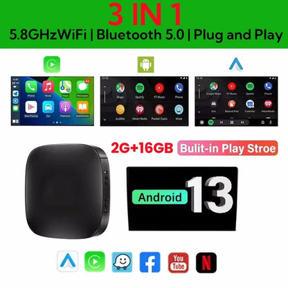 2025 Smart CarPlay Ai Box Android 13 TV Box Wifi Wireless Android Auto