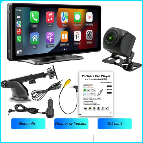 BQCC 10.26 Inch Portable Wireless Carplay Screen HD Rear Reversing