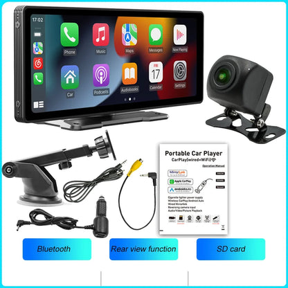 BQCC 10.26 Inch Portable Wireless Carplay Screen HD Rear Reversing